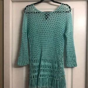 💖Pure HANDKNIT turquoise top